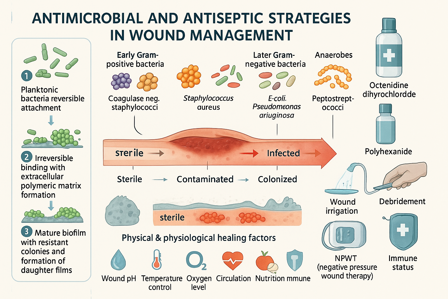 راهبردهای ضد‌میکروبی و ضدعفونی در مدیریت زخم