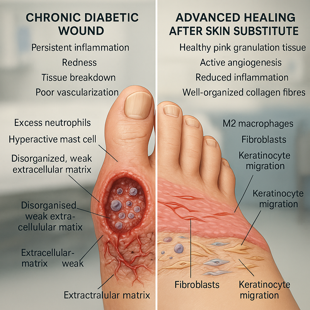 زخم‌های مزمن دیابتی و درمان آن‌ها با جایگزین‌های پوستی